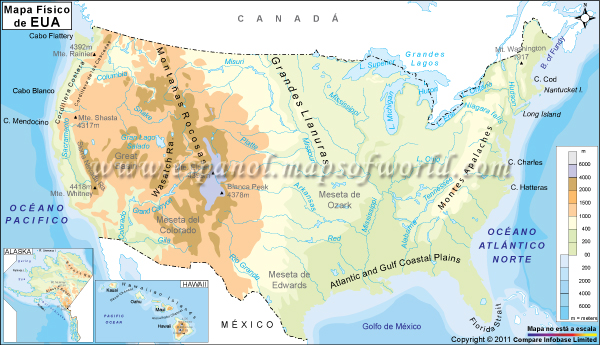 Mapa fisico de norteamerica - Imagui