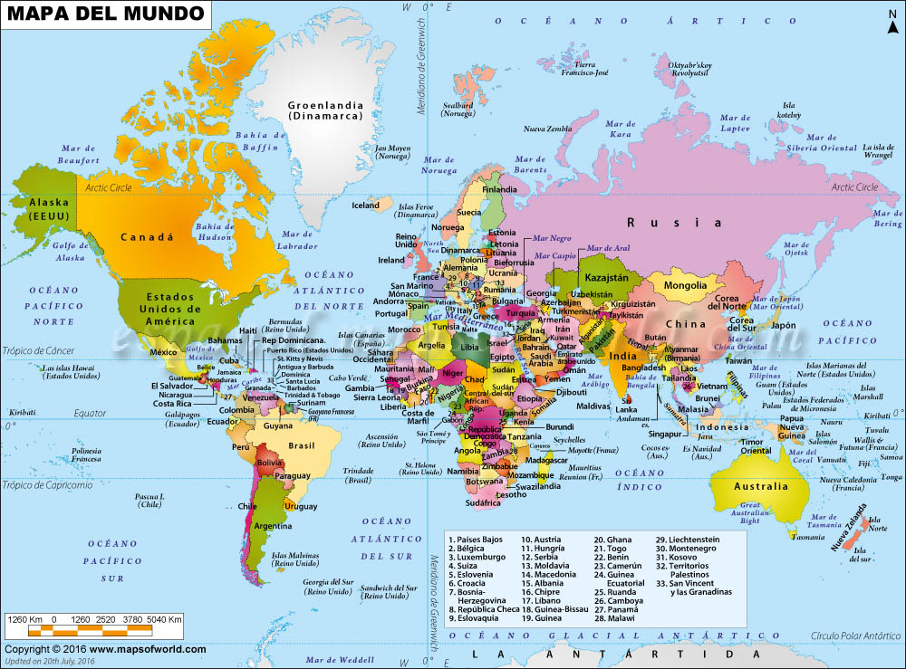 mapa del mundo con nombres de países