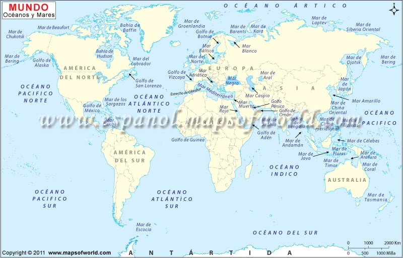 mapa de mares Mapa de Mundo Marino | Oceanos del Mundo